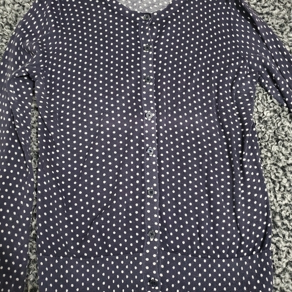 LOFT Blue & White Poka Dot Button up - Picture 11 of 12